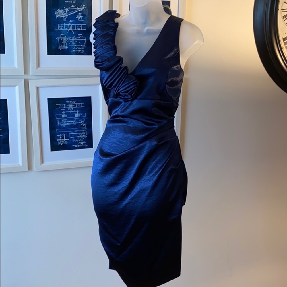 Form fitting Navy Blue Dress Sz 14(fits like a 12)